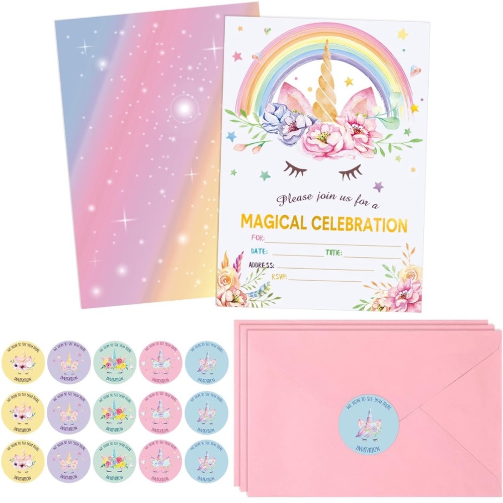 NIP Unicorn 🦄 Theme Birthday Party Invitations